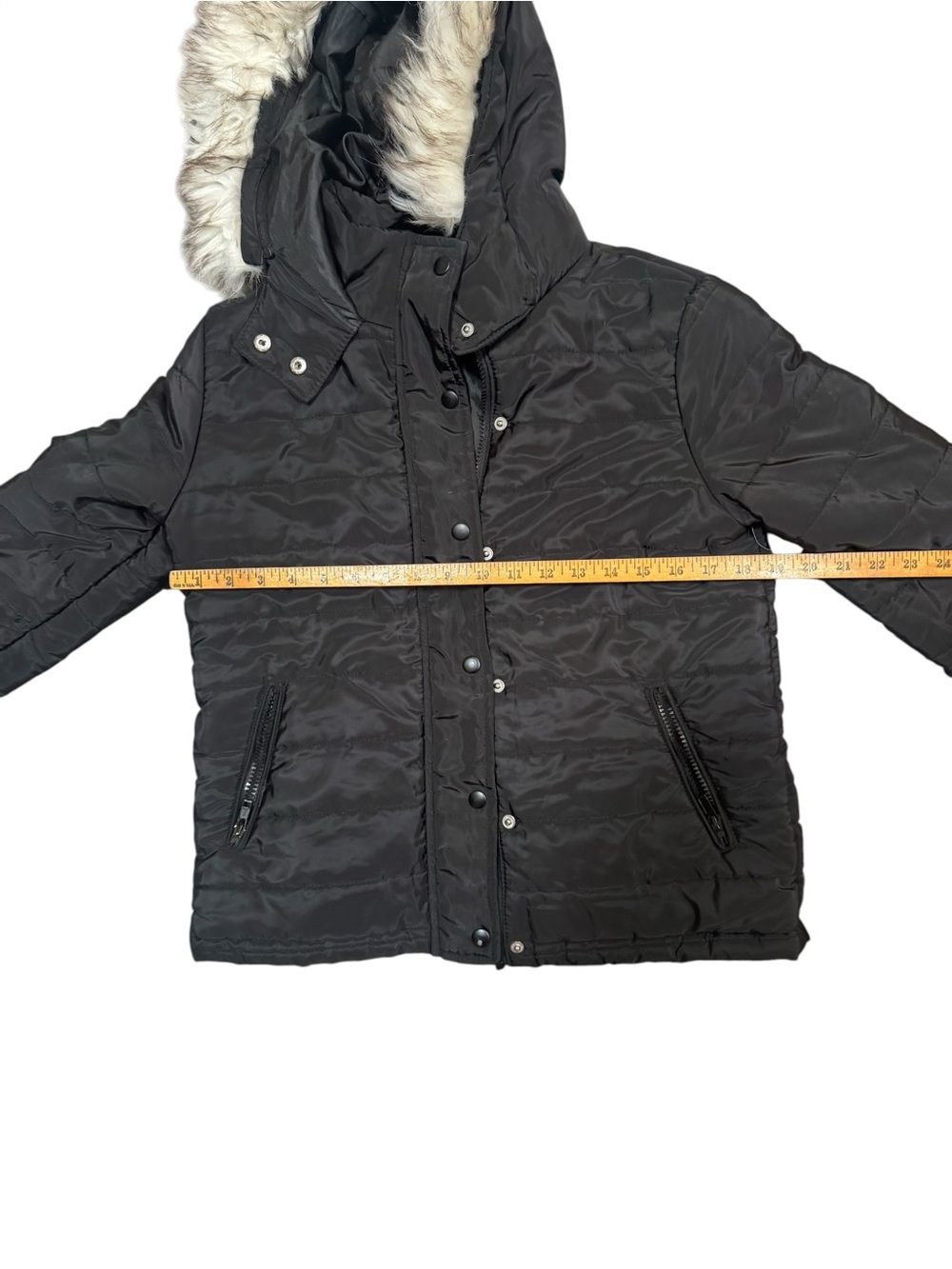 Ambiance Outerwear Black Puffer Jacket Faux Fur Hood Quilted NWOT Size S - Picture 2 of 12